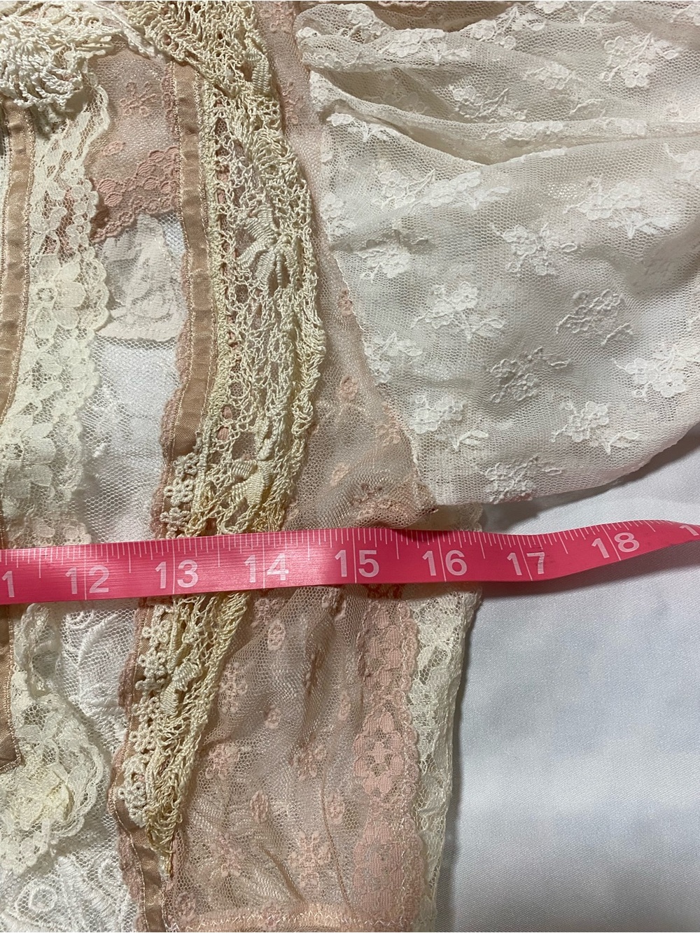 Lace Ruffle Victorian-Inspired Blouse in Ivory and Blush - Picture 8 of 10